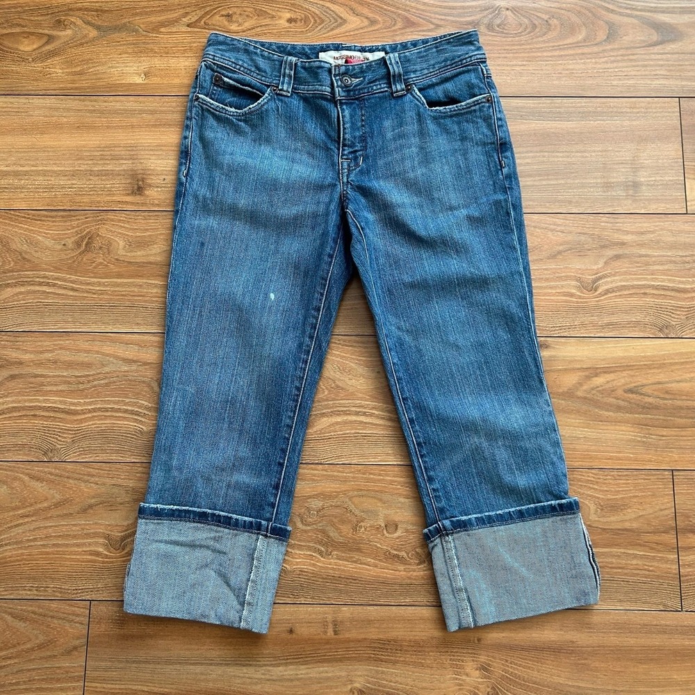 Mossimo Denim Cuffed Capris Jeans Size 7 Low Rise Medium Wash Y2K 2000s Sz 7